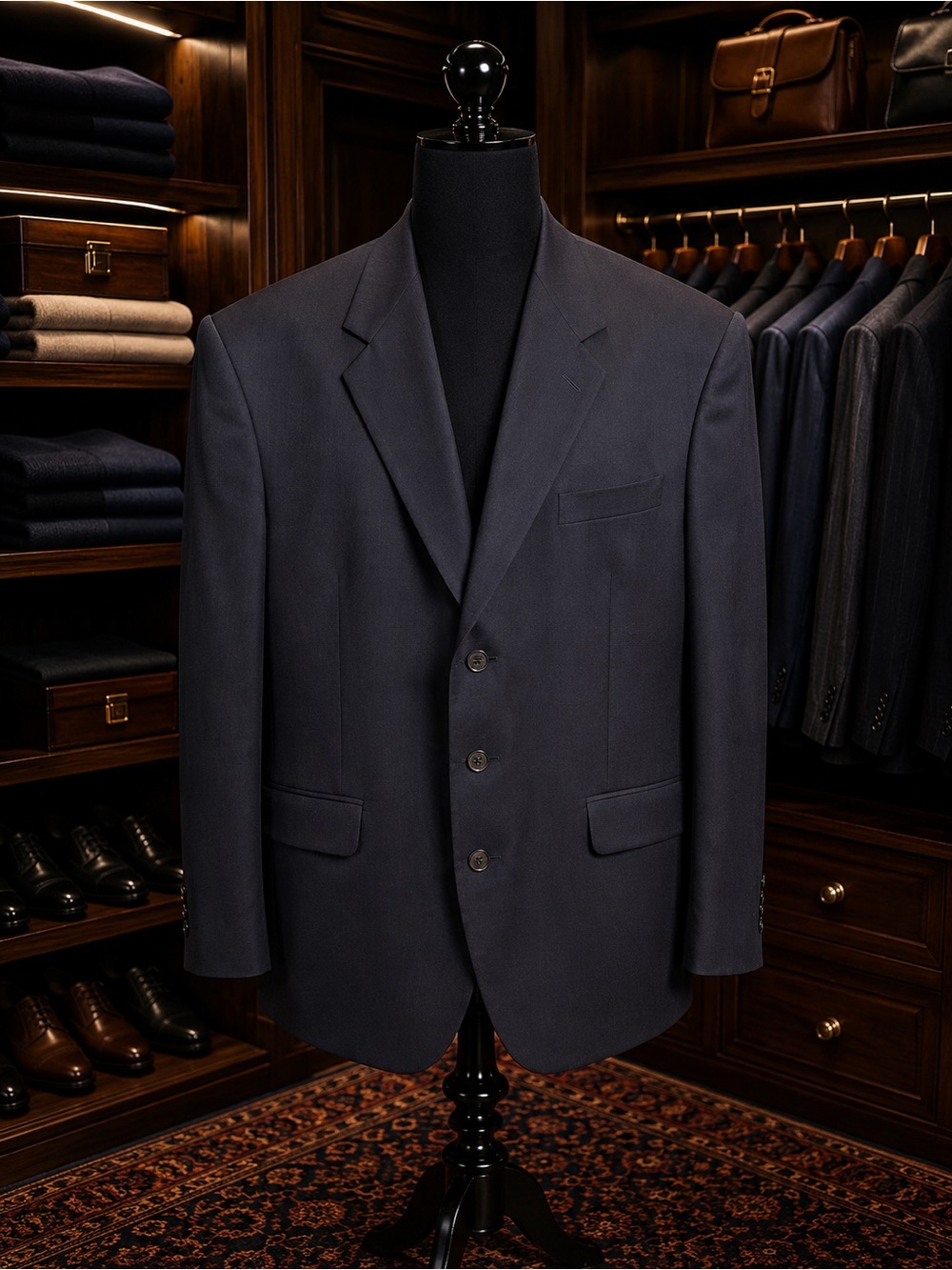 Biella 100% Wool Navy Blue Blazer Sport Coat 52R Big Tall Men’s Suit Jacket